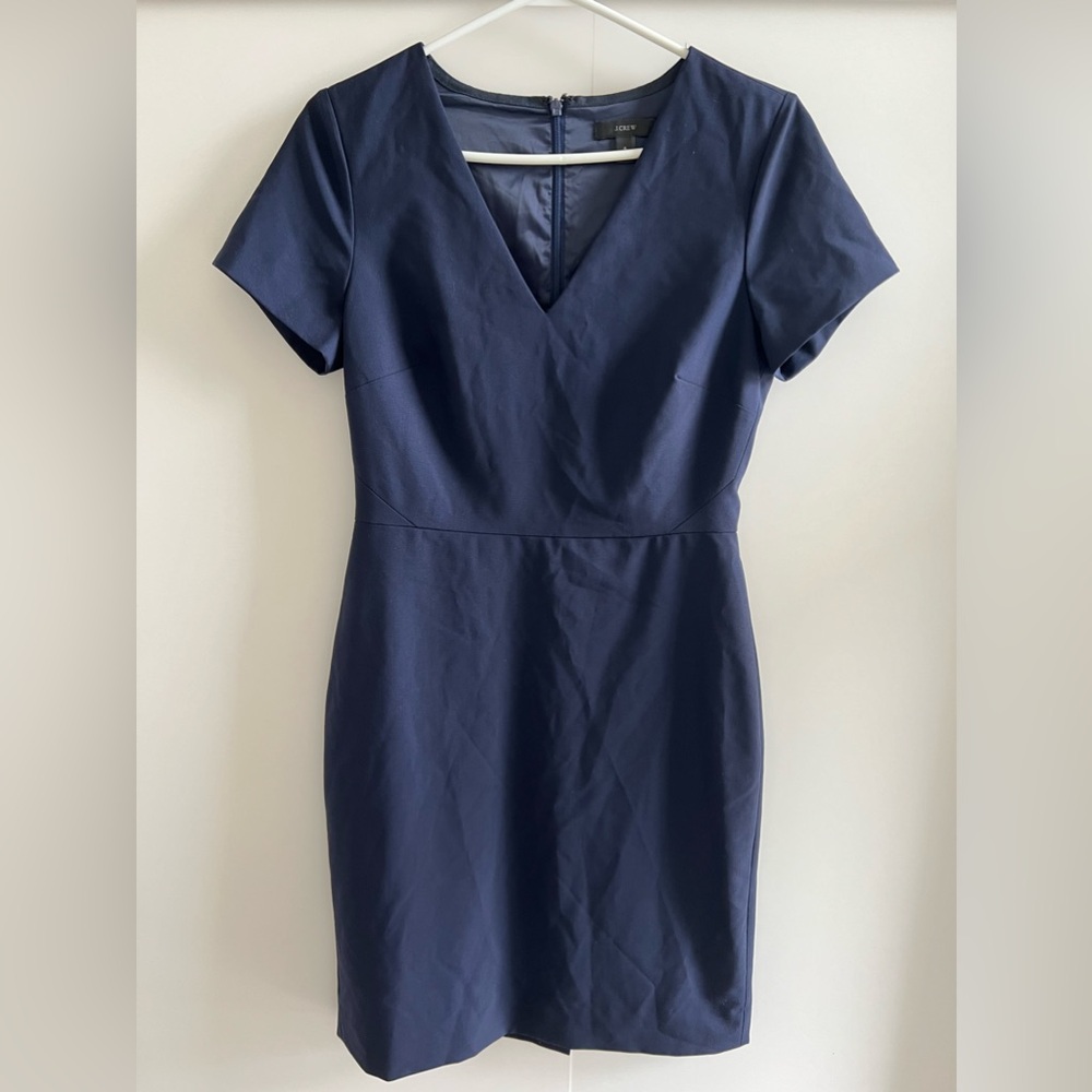 JCrew Navy Wool-Stretch Sheath Dress Size 4. Perfect for the office.